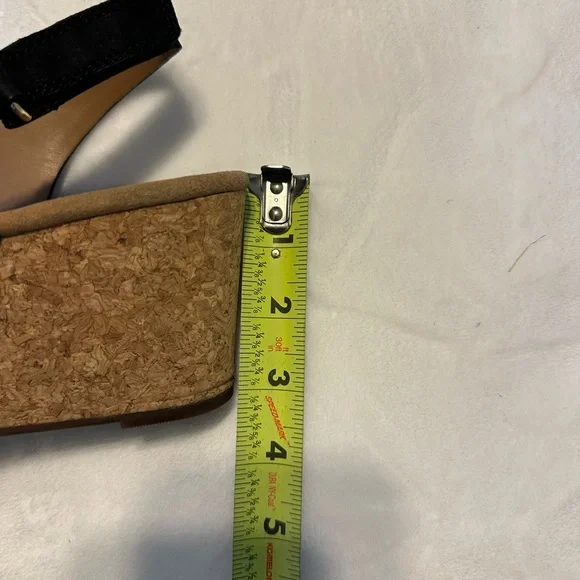 Clarks Black Wedge Sandals with Cork Sole - Picture 4 of 5